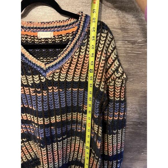 Altar’s State Sweater Chunky Knit V Neck Sz Small Crochet Colorful Artsy Purple - Picture 6 of 10